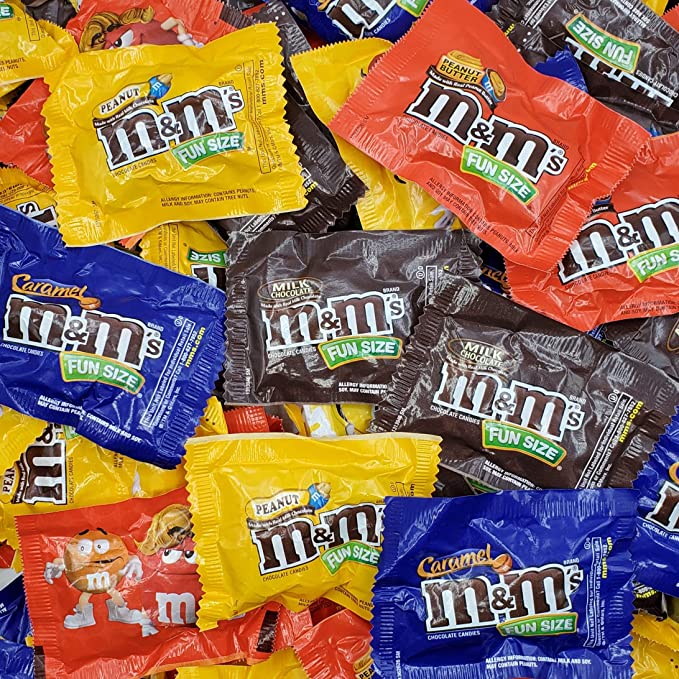  M&M's Chocolate Candy Fun Size Assorted - M&Ms Milk Chocolate, Peanut And Peanut Butter Assorted - M&Ms Chocolate Candy Variety Pack – 2 Pounds  - 743219102645