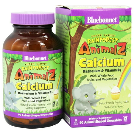 Bluebonnet Nutrition - Animalz Calcium Magnesium & Vitamin D3 Natural Vanilla Frosting Flavor - 90 Chewables - 743715001961