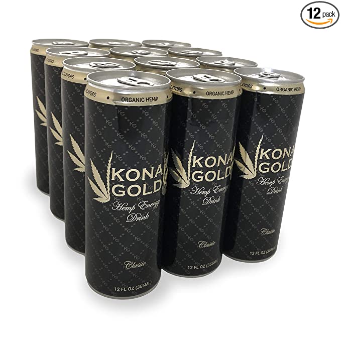 Kona Gold Hemp Infused Energy Drink 12.0 Fluid Ounces, 12 Pack - 744271400526
