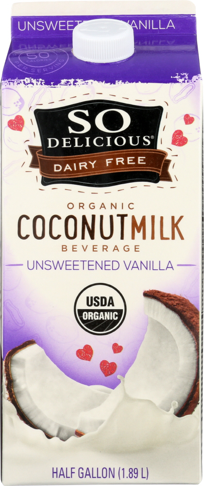 SO DELICIOUS: Coconut Milk Beverage Unsweetened Vanilla, 64 oz - 0744473912025