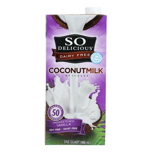 SO DELICIOUS: Beverage Milk Coconut Unsweetened Vanilla, 32 fo - 0744473912322