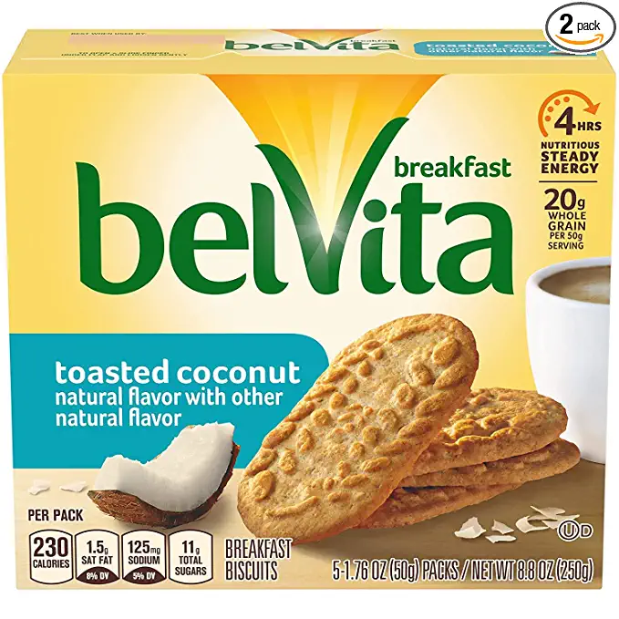  Belvita Breakfast Biscuits, Toasted Coconut, 8.8 Ounce (Pack of 2)  - 744947839865