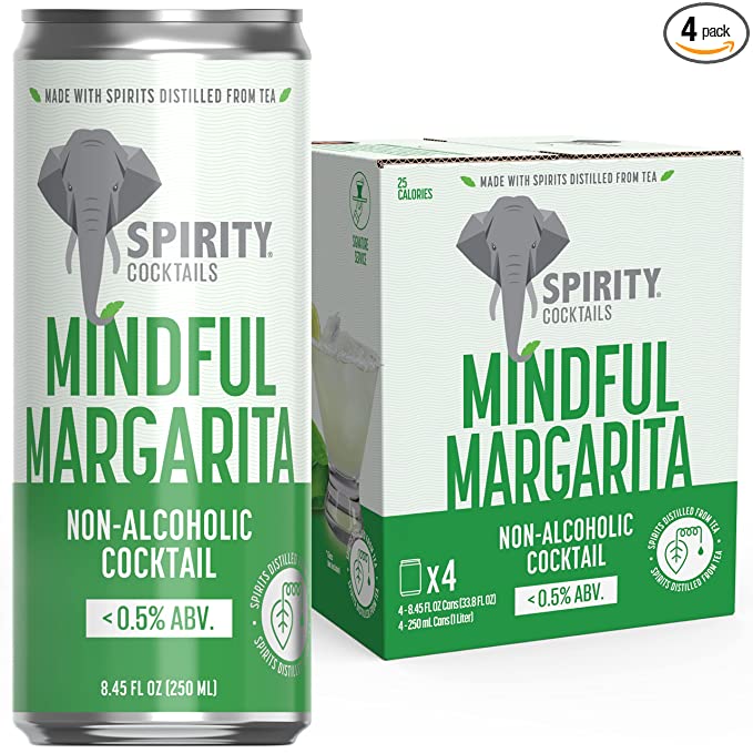  Real Non-Alcoholic Cocktails | SPIRITY COCKTAILS | Award Winning | Crafted with Spirits Distilled From Tea | Mindful Margarita | 4-pack  - 745125157030