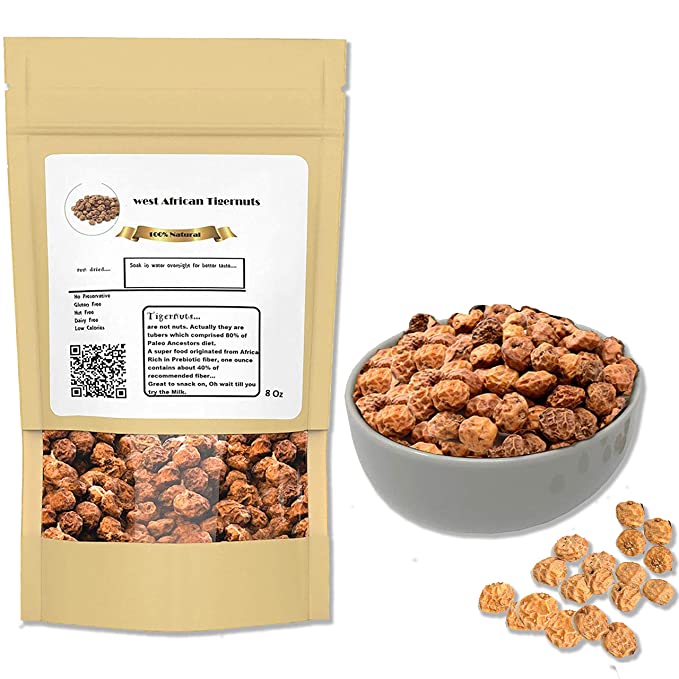  West African Tiger Nuts I Whole RawTigernut for Keto Diet 8 OZ Organic Gluten Free Perfect Keto TigerNuts I Sun Dried used for Tigers Milk and flour  - 745560650653