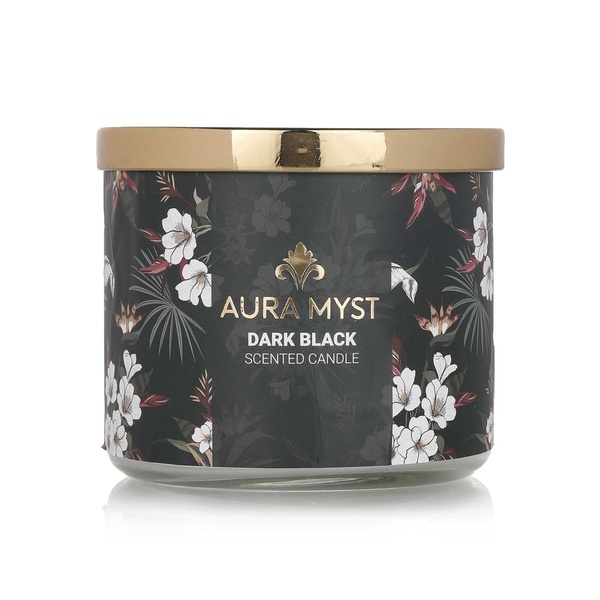 Aura Myst glass jar three wick scented candle dark black - Waitrose UAE & Partners - 745760630424