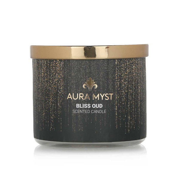 Aura Myst glass jar three wick scented candle bliss oud - Waitrose UAE & Partners - 745760630448
