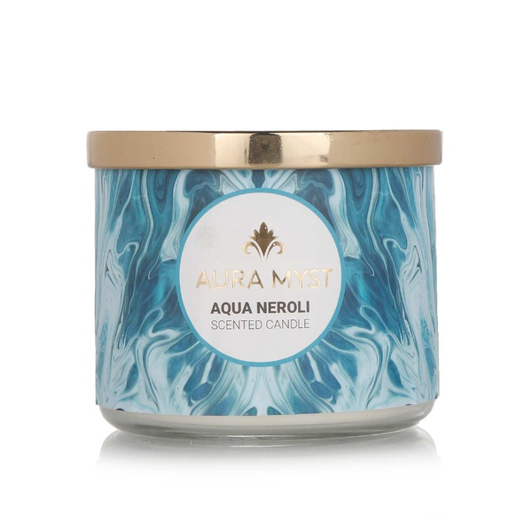 Aura Myst glass jar three wick scented candle aqua neroli - Waitrose UAE & Partners - 745760630455