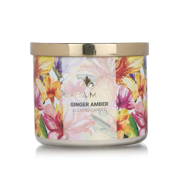 Aura Myst glass jar three wick scented candle ginger amber - Waitrose UAE & Partners - 745760630486