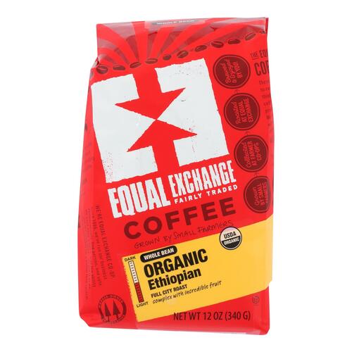 Equal Exchange Organic Whole Bean Coffee - Ethiopian - Case Of 6 - 12 Oz. - 0745998411062