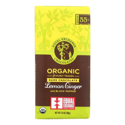 Equal Exchange Chocolates, Organic Dark Chocolate, Lemon Ginger With Black Pepper - 745998990239