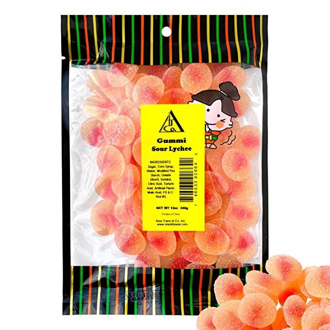  Gummy Sour Lychee Fruit Candy 12 oz - Sweet and Delicious Candy Snack - Perfect Size Bag For Sharing With Friends - Bite Size Pieces For Any Occasion  - 746033906642