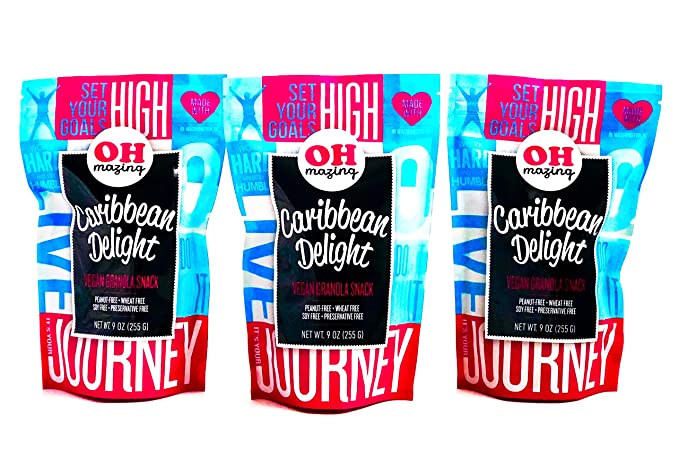 Oh-Mazing Vegan Granola Snack, Caribbean Delight, 9 oz Package, Set of 3 - 746160622798