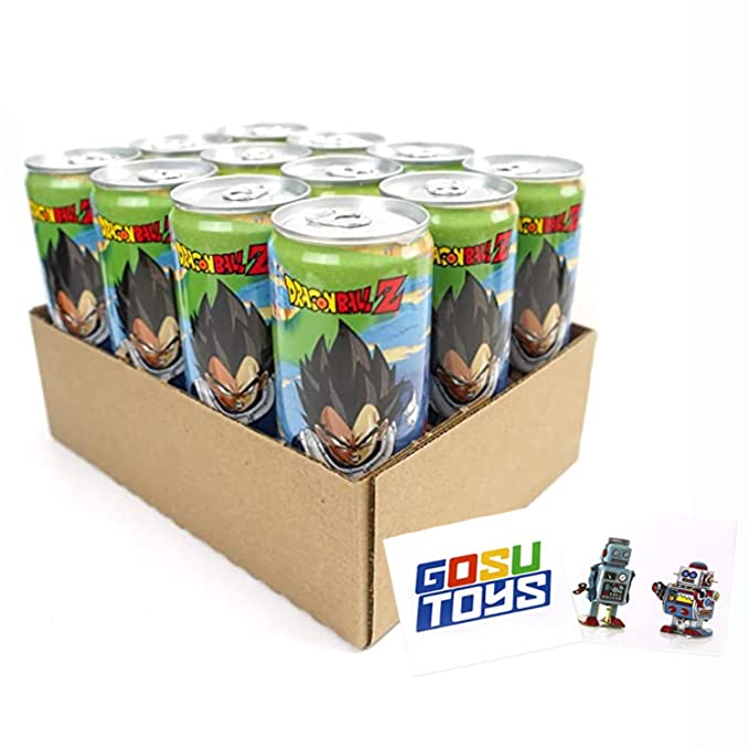  Dragonball Z Power Boost Energy Drink 12 FL OZ (355mL) Can (12 Pack) with 2 GosuToys Stickers  - 746648545908