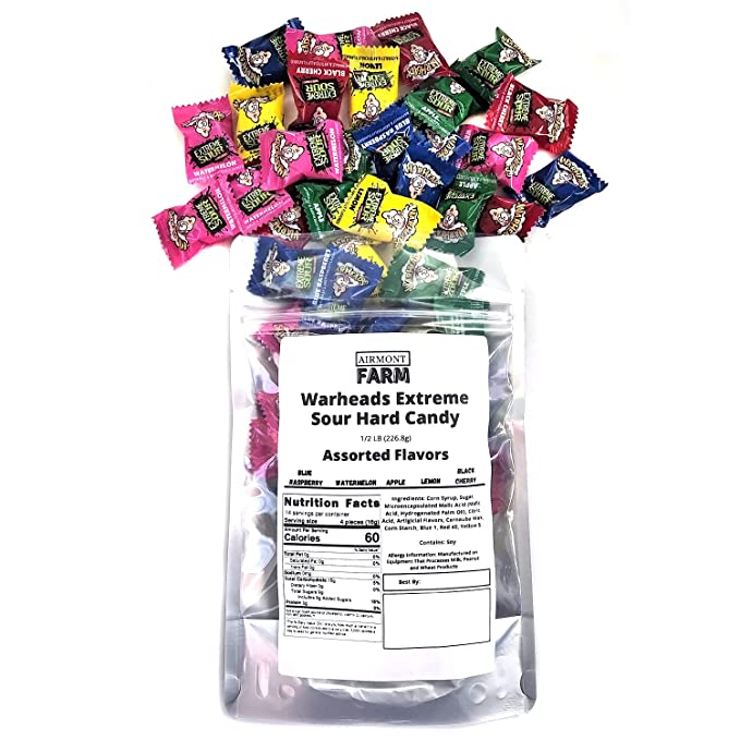  Airmont Farm Warheads Extreme Sour Hard Candy 1/2 LB (226.8g) Bag (Assorted Flavors)  - 746648550827