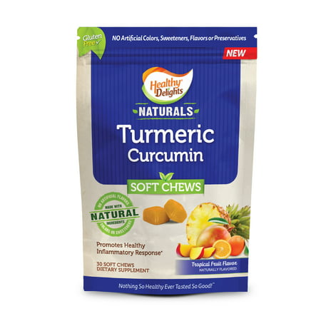 Healthy Delights Naturals Turmeric Curcumin Tropical Fruit 30 Soft Chews - 746888780602