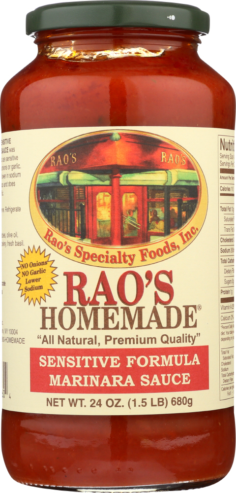 RAO’S: Homemade All Natural Marinara Sauce Sensitive Formula, 24 oz - 0747479000604
