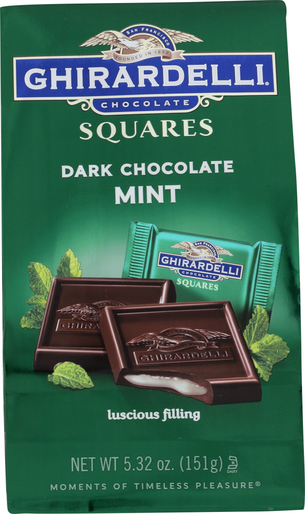 GHIRARDELLI: Dark Chocolate Squares White Mint, 5.32 oz - 0747599306525