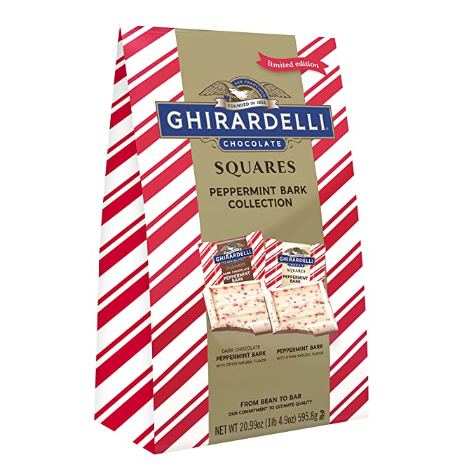 GHIRARDELLI Chocolate Squares, Peppermint Bark Assorted Chocolates, 20.99 OZ Bag - 747599313455