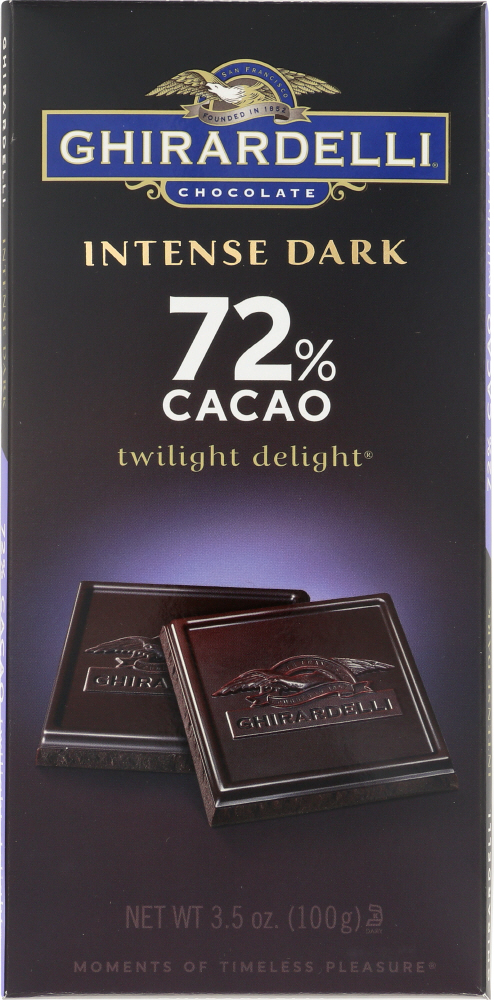 GHIRARDELLI: Chocolate Intense Dark Bar Twilight Delight 72% Cacao, 3.5 oz - 0747599607219