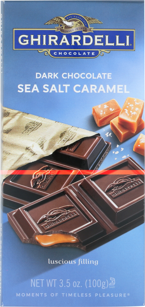 GHIRARDELLI: Chocolate Bar Dark Sea Salt Caramel, 3.5 oz - 0747599615269