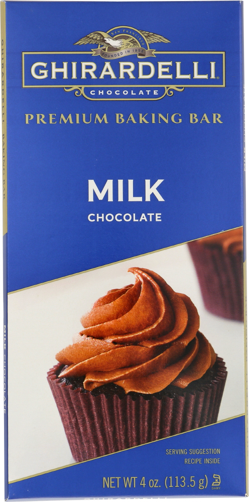 GHIRARDELLI: Premium Baking Bar Milk Chocolate, 4 oz - 0747599624520