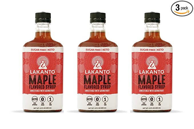  Lakanto Maple Flavored Sugar-Free Syrup, 1 Net Carb (Maple Syrup, 3 Pack, 13 Oz)  - 747989309075