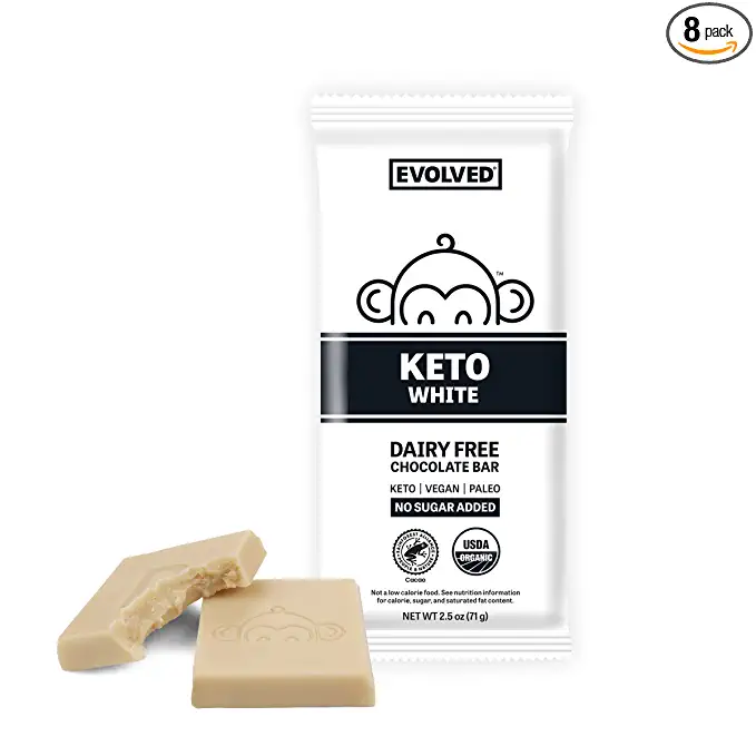  EVOLVED Chocolate Keto White Dairy Free Chocolate Bars, 2.5-oz. (Count of 8)  - 748252204837
