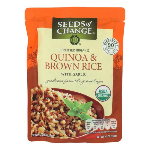 SEEDS OF CHANGE: Organic Quinoa and Brown Rice with Garlic, 8.5 Oz - 0748404287947