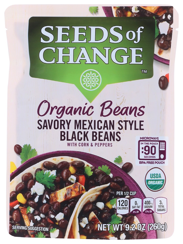 SEEDS OF CHANGE: Organic Beans Savory Mexican Style Black Beans, 9.20 oz - 0748404420849