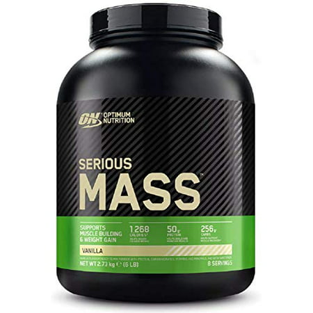 Optimum Nutrition Serious Mass Weight Gainer Protein Powder, Vitamin C, Zinc and Vitamin D for Immune Support, Vanilla, 6 Pound (Packaging May Vary) - 748927056488