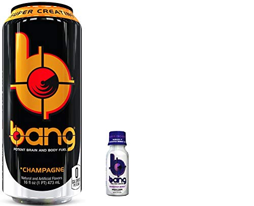  Bang Energy Drink - Champagne - 16 ounces (Pack of 8) and Bangster Berry Shot 3fl.oz  - 749004114206