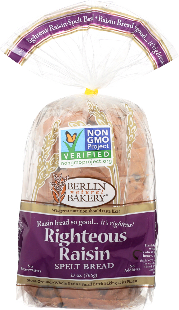Berlin Natural Bakery, Righteous Raisin Spelt Bread - 749601012042