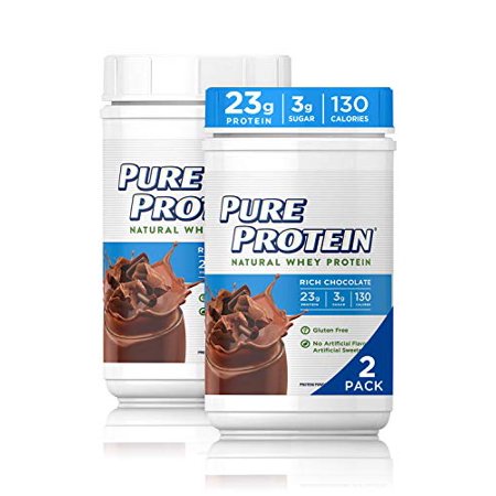Natural Whey Protein Powder by Pure Protein, Gluten Free, Keto Friendly, Rich Chocolate, 1.6 lbs, 2 Pack - 749826001852