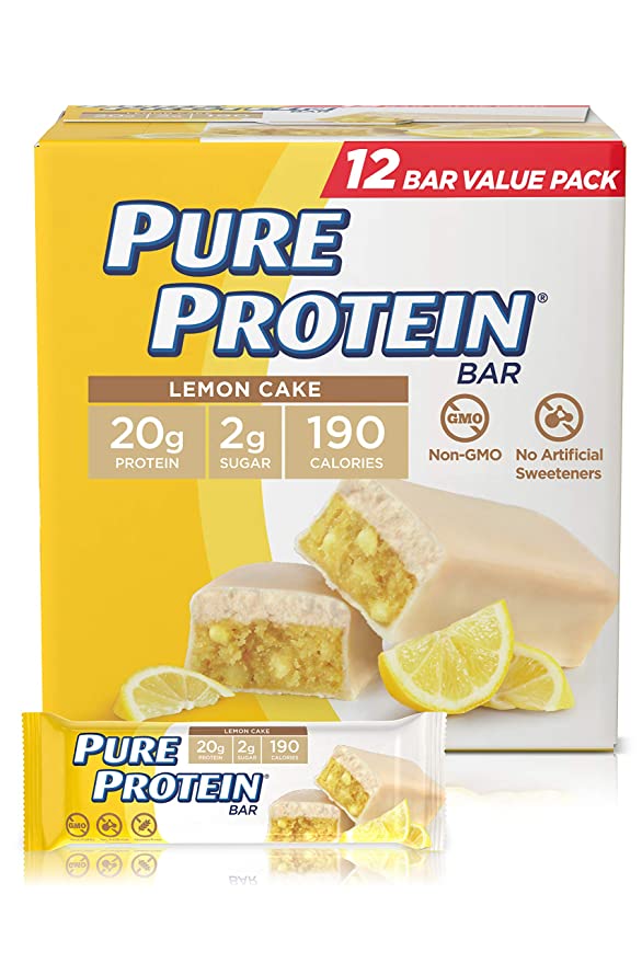  Pure Protein Pure Protein Bars, High Protein, Nutritious Snacks To Support Energy, Lemon Cake, 12 Count, 12 Count  - 749826002309