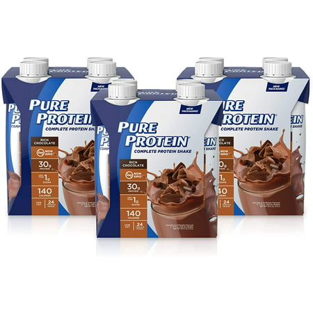 Pure Protein Shake, Rich Chocolate, 30g Protein, 11 fl. Oz, 12 Ct - 749826002415