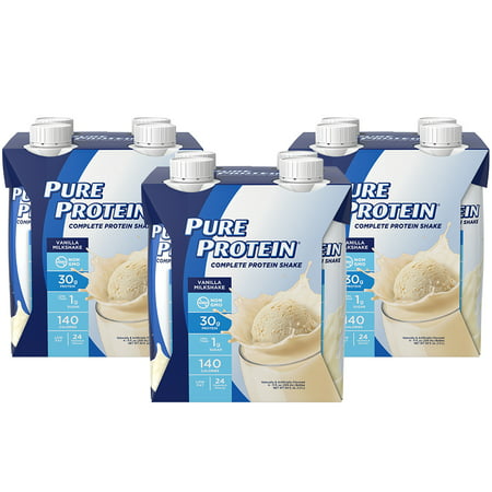 Pure Protein Shake, Vanilla Milkshake, 30g Protein, 11 fl. oz, 12 Ct - 749826002422