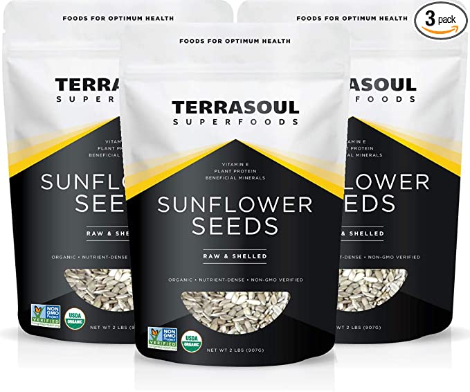 Terrasoul Superfoods Hulled Organic Sunflower Seeds, 6 Lbs (3 Pack) - 750022644811