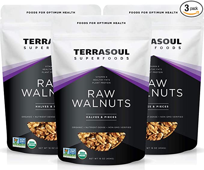  Terrasoul Superfoods Organic Raw Walnuts, 3 Lbs (3 Pack) - Chandler Variety | Fresh | Light Color  - 750022645283
