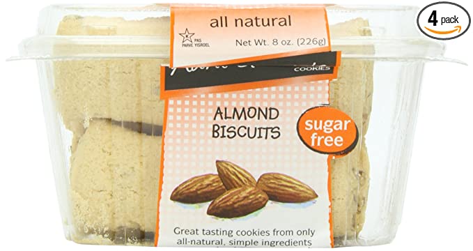  Aunt Gussie's Sugar Free Almond Biscuits, 8-Ounce Tubs (Pack of 4)  - 750397900307