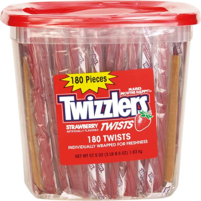 Bulk Pack Candy (Twizzlers, Strawberry, 180-pack) - 750783169721