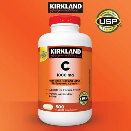 Kirkland Signature Vitamin C with Rose Hips and Citrus Bioflavonoid Complex 1000 mg. 500 Tablets - 750869864168