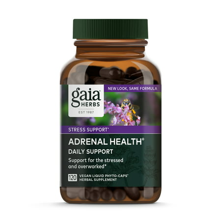 Gaia Herbs Adrenal Health Daily Support Vegan Liquid Phyto Capsules - Stress Relief and Adrenal Fatigue Supplement Ashwagandha Holy Basil Rhodiola 120-Count (Pack of 1) - 751063996686