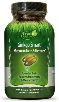 Irwin Naturals Ginkgo Smart Maximum Focus & Memory Dietary Supplement Liquid Gel Caps, 60-Count Bottles (Pack of 3) - 751827713801