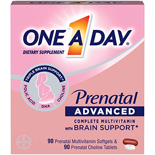 One A Day Women?s Prenatal Advanced Complete Multivitamin with Brain Support* with Choline, Folic Acid, Omega-3 DHA & Iron for Pre, During and Post Pregnancy, 90+90 Count, (180 Count Total Set) - 752287548590