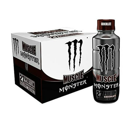 Muscle Monster Chocolate Energy Shake, Protein + Energy Drink, 15 Ounce (Pack of 12) - 752287559459