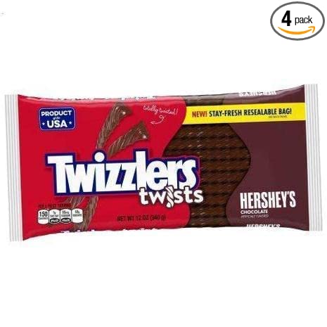  Twizzlers Twists Hershey's Chocolate Licorice Candy (Pack of 4)  - 752798184065