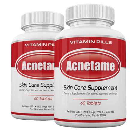 Acnetame 2 Pack 120 Pills- Vitamin Supplements for Acne Treatment- Hormonal Acne Pills to Clear Oily Skin for Women, Men, Teens, and Adults - 752830062894