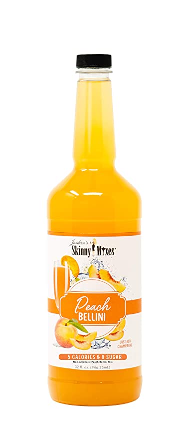  Jordan's Skinny Mixes Peach Bellini, Sugar Free Cocktail Flavoring Mix, 32 Ounce Bottle  - 752830681132