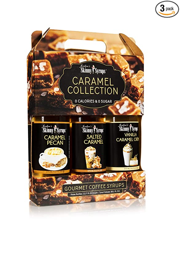Jordan's Skinny Mixes Caramel Collection Trio Sugar Coffee Free Flavoring Syrup, 12.7 Fl Oz, Pack of 3 - 752830683136