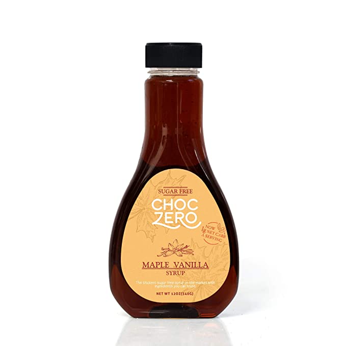 ChocZero's Maple Vanilla syrup. Sugar free, Low Carb, Sugar Alcohol free, Gluten Free, No preservatives, Non-GMO. Dessert and Breakfast Topping Syrup.. 1 Bottle(12oz) - 753070498443